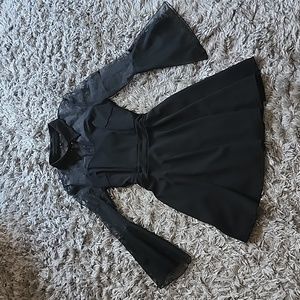 Gothic Black Sheer Sleeve Mini Dress Size S